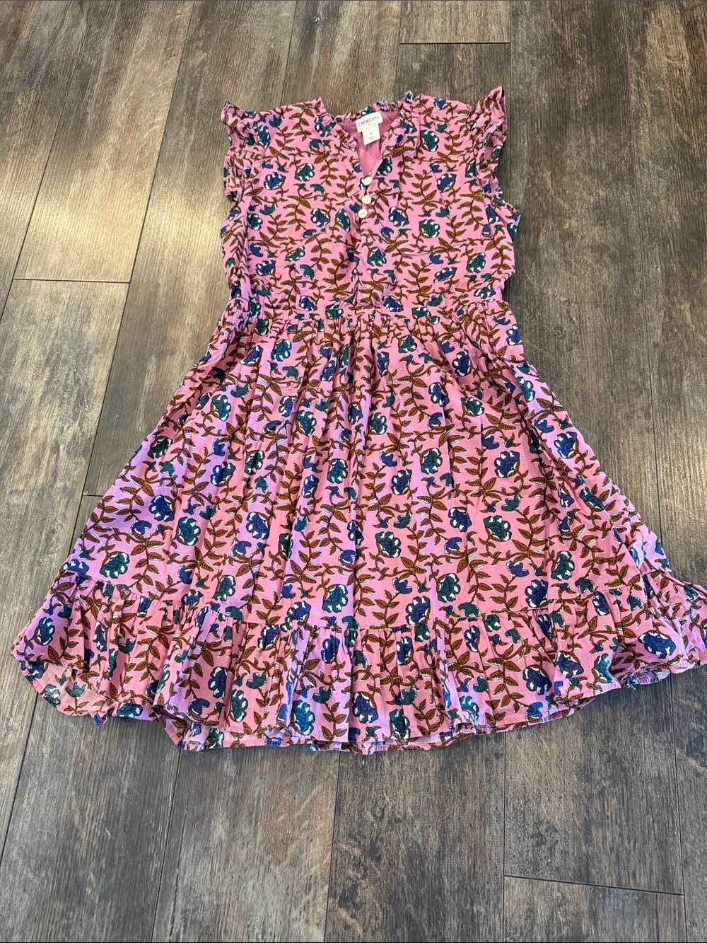 Crewcuts Pink Floral Ruffle Sleeve Tiered Dress - Picture 8 of 14